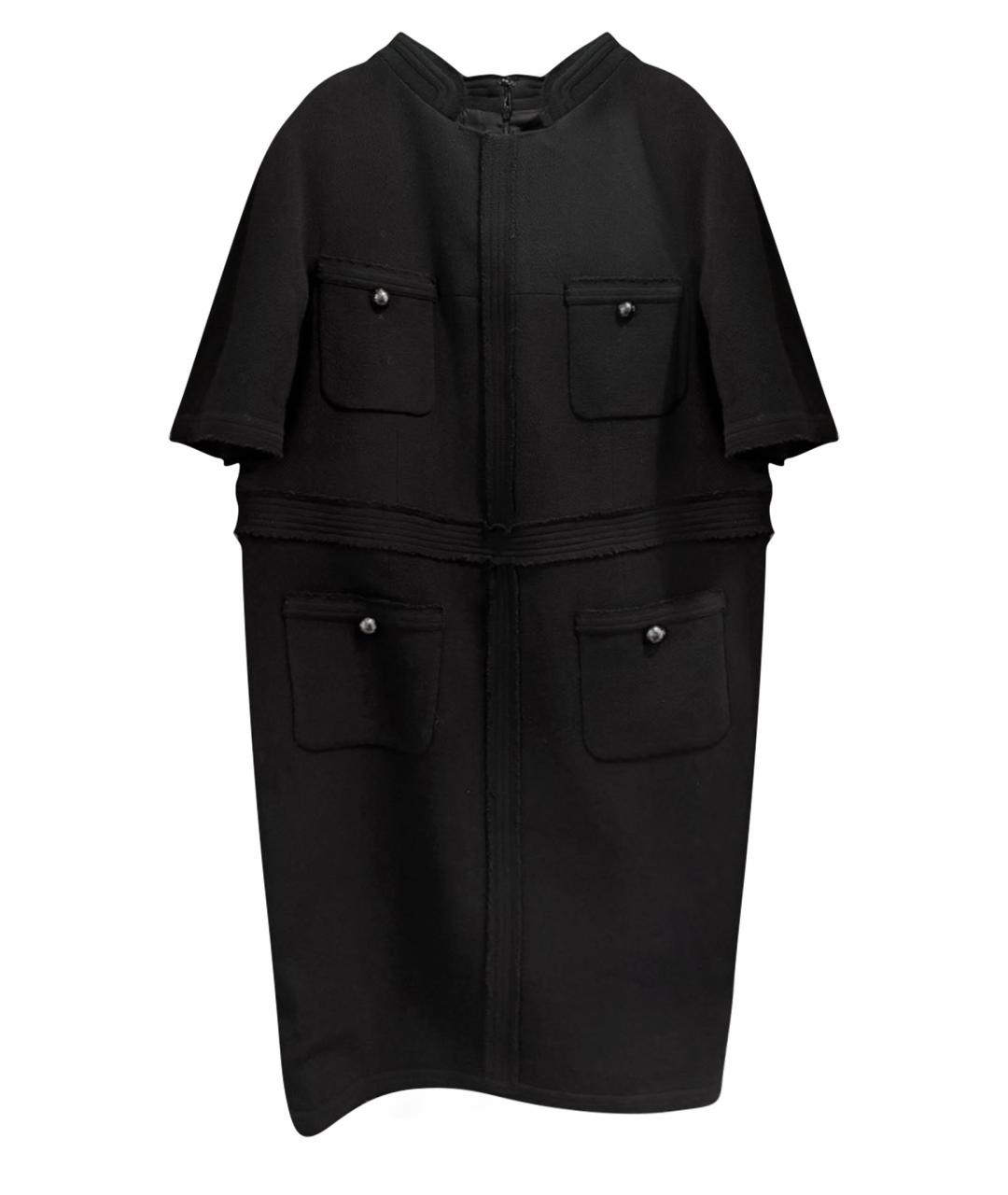 CHANEL PRE-OWNED Черное твидовое повседневное платье, фото 1