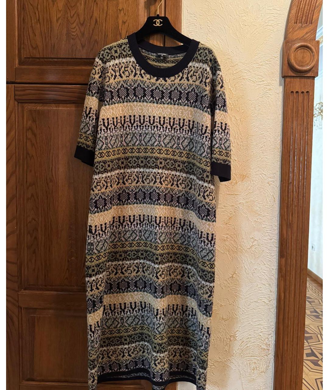 CHANEL PRE-OWNED Мульти шерстяное повседневное платье, фото 9