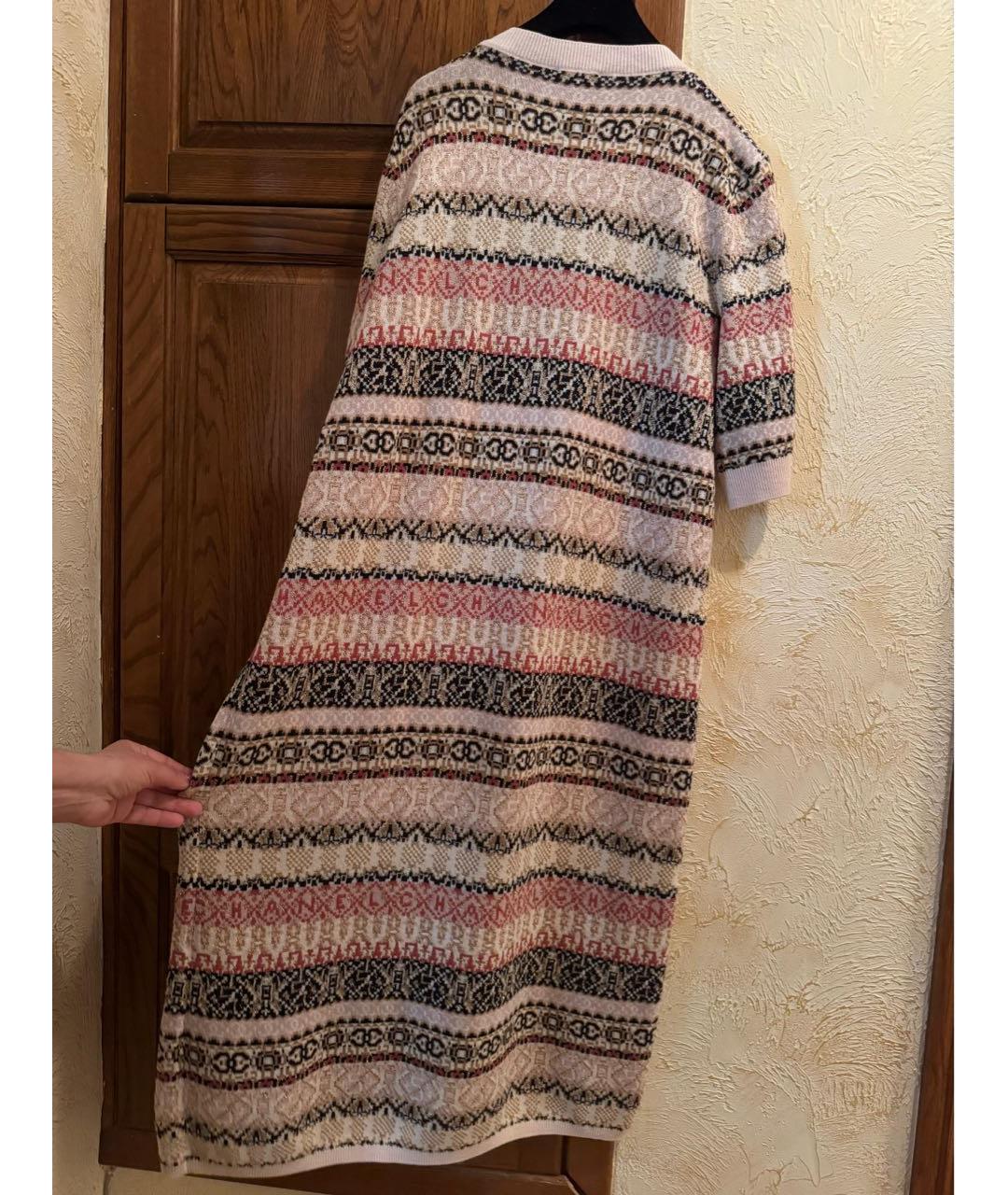 CHANEL PRE-OWNED Мульти шерстяное повседневное платье, фото 2