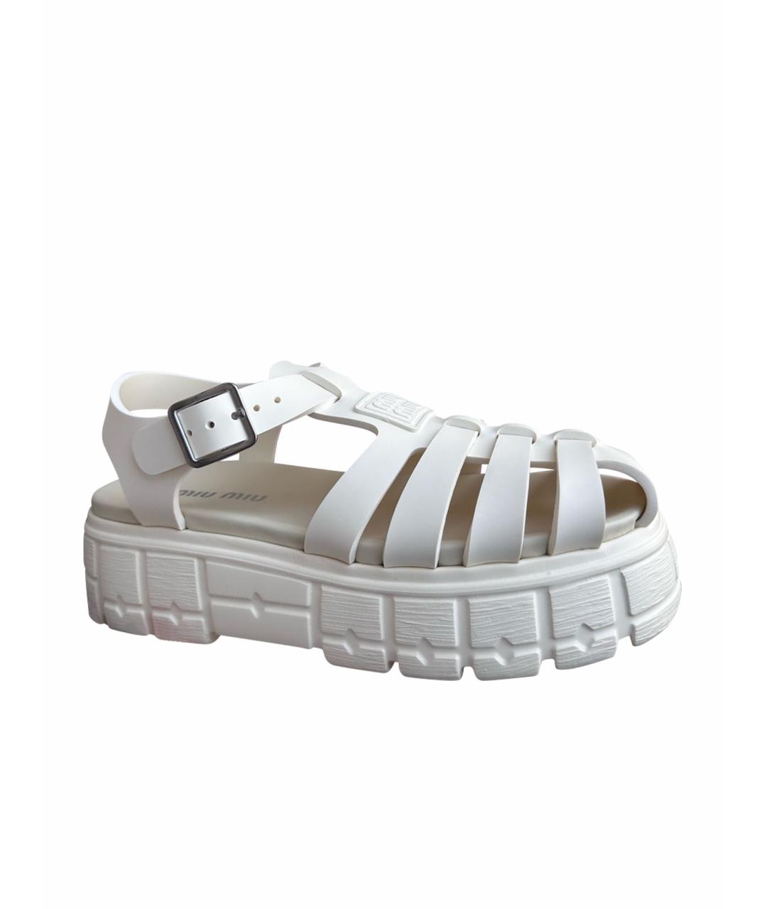 MIU MIU Белые резиновые сандалии, фото 1