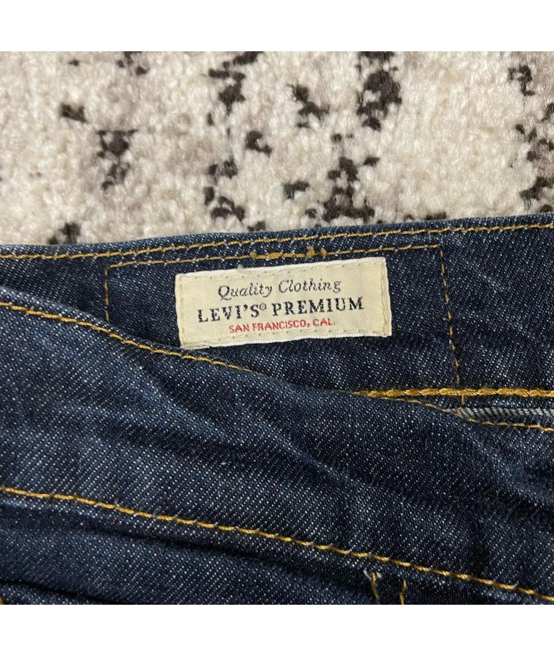 LEVI'S Темно-синие хлопко-эластановые прямые джинсы, фото 7