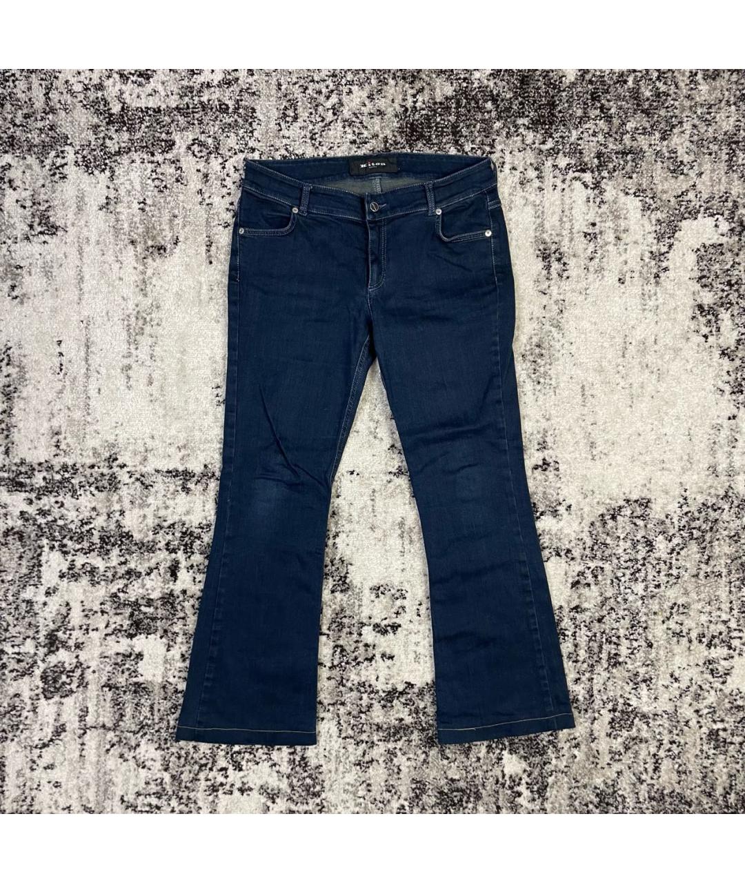 KITON Темно-синие хлопко-полиэстеровые джинсы клеш, фото 9