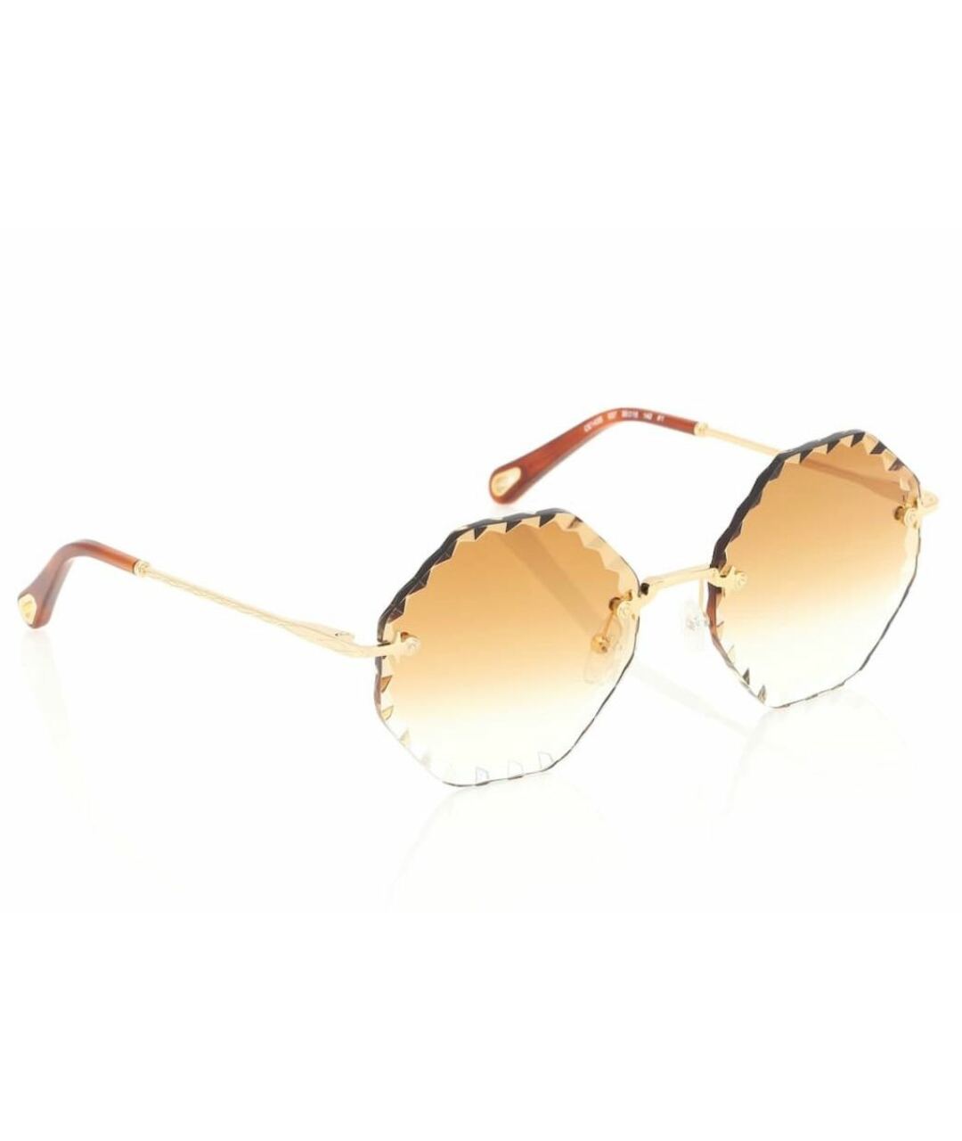 CHLOE Золотые металлические солнцезащитные очки, фото 2