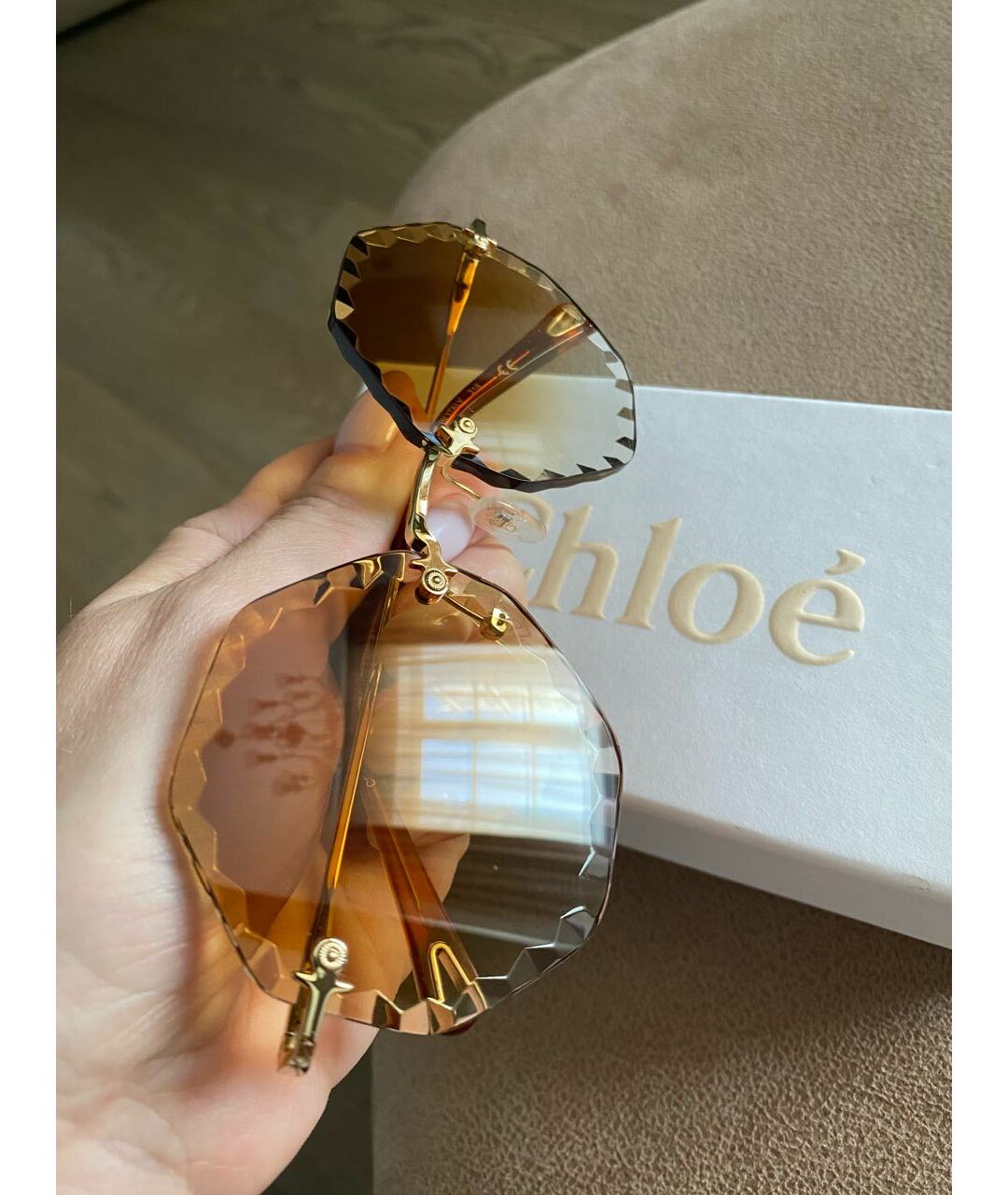 CHLOE Золотые металлические солнцезащитные очки, фото 5