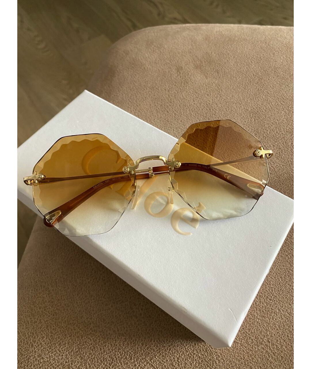 CHLOE Золотые металлические солнцезащитные очки, фото 4