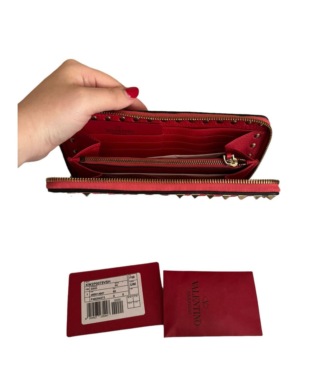 VALENTINO Красный кожаный кошелек, фото 5