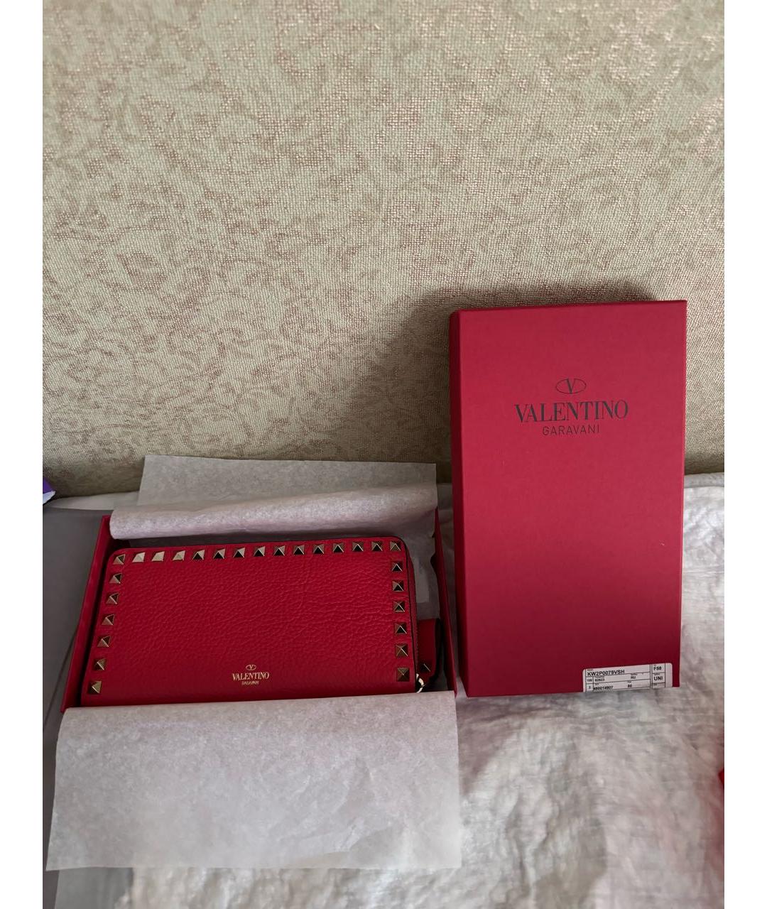 VALENTINO Красный кожаный кошелек, фото 8