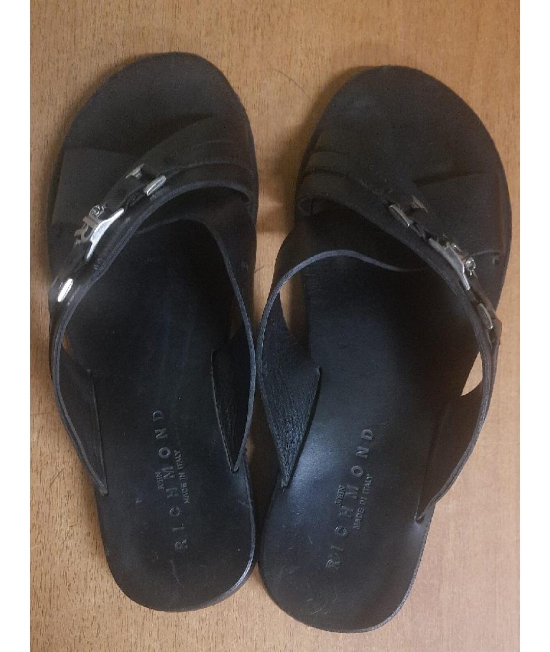 JOHN RICHMOND Черные кожаные сандалии, фото 3