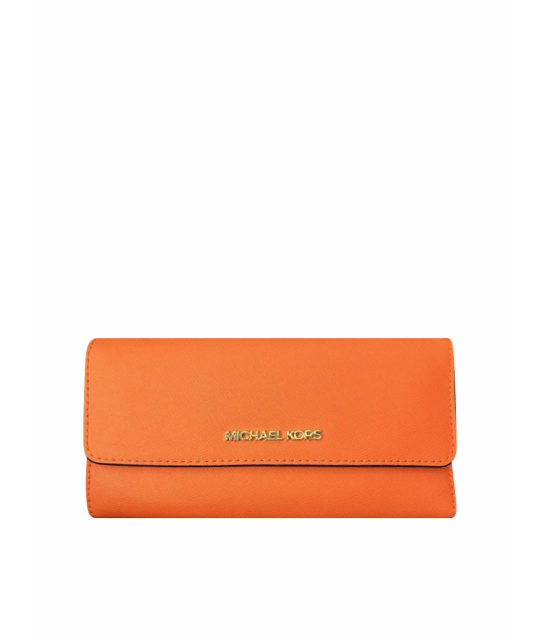 MICHAEL KORS Оранжевый кожаный кошелек, фото 1