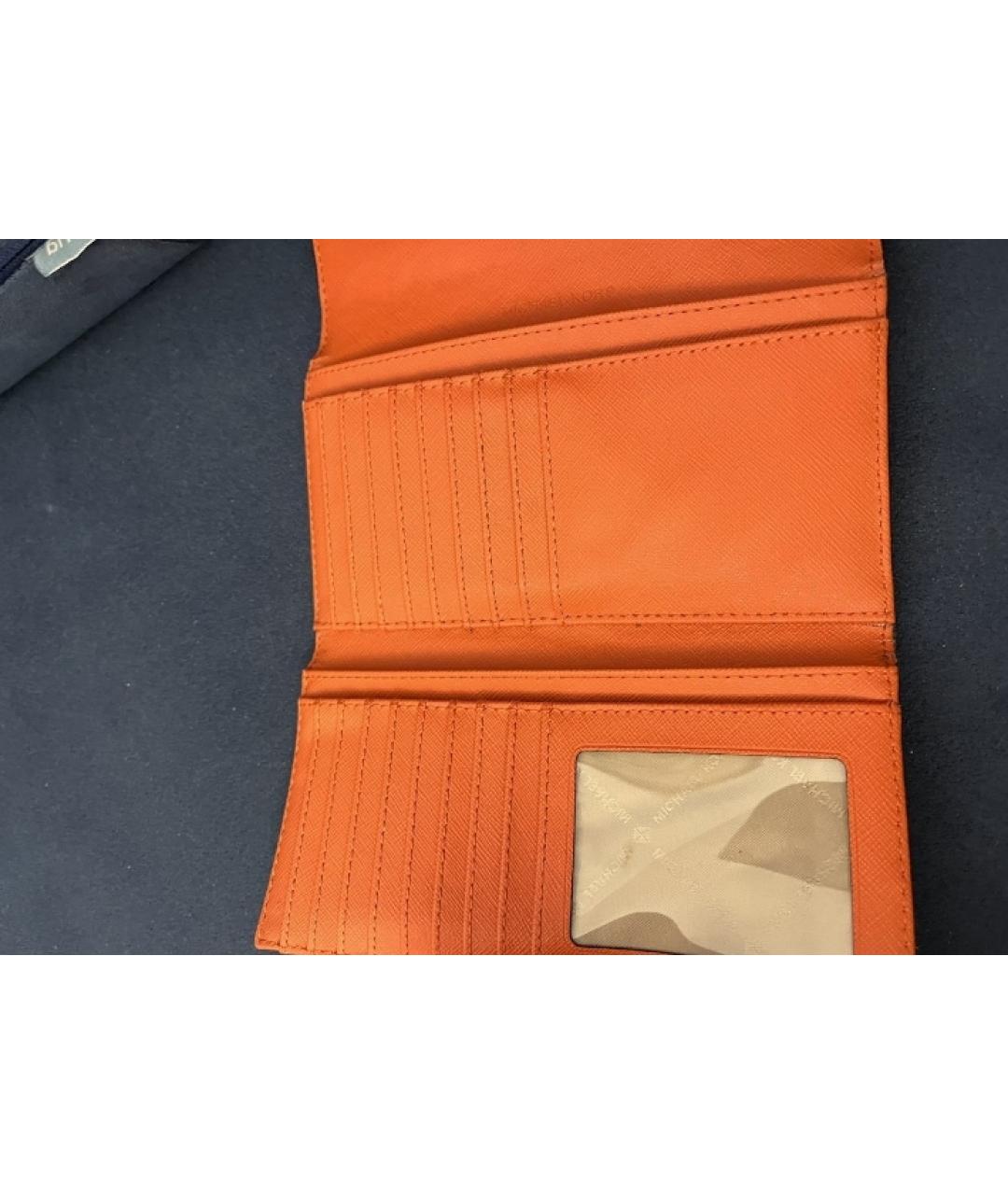 MICHAEL KORS Оранжевый кожаный кошелек, фото 5