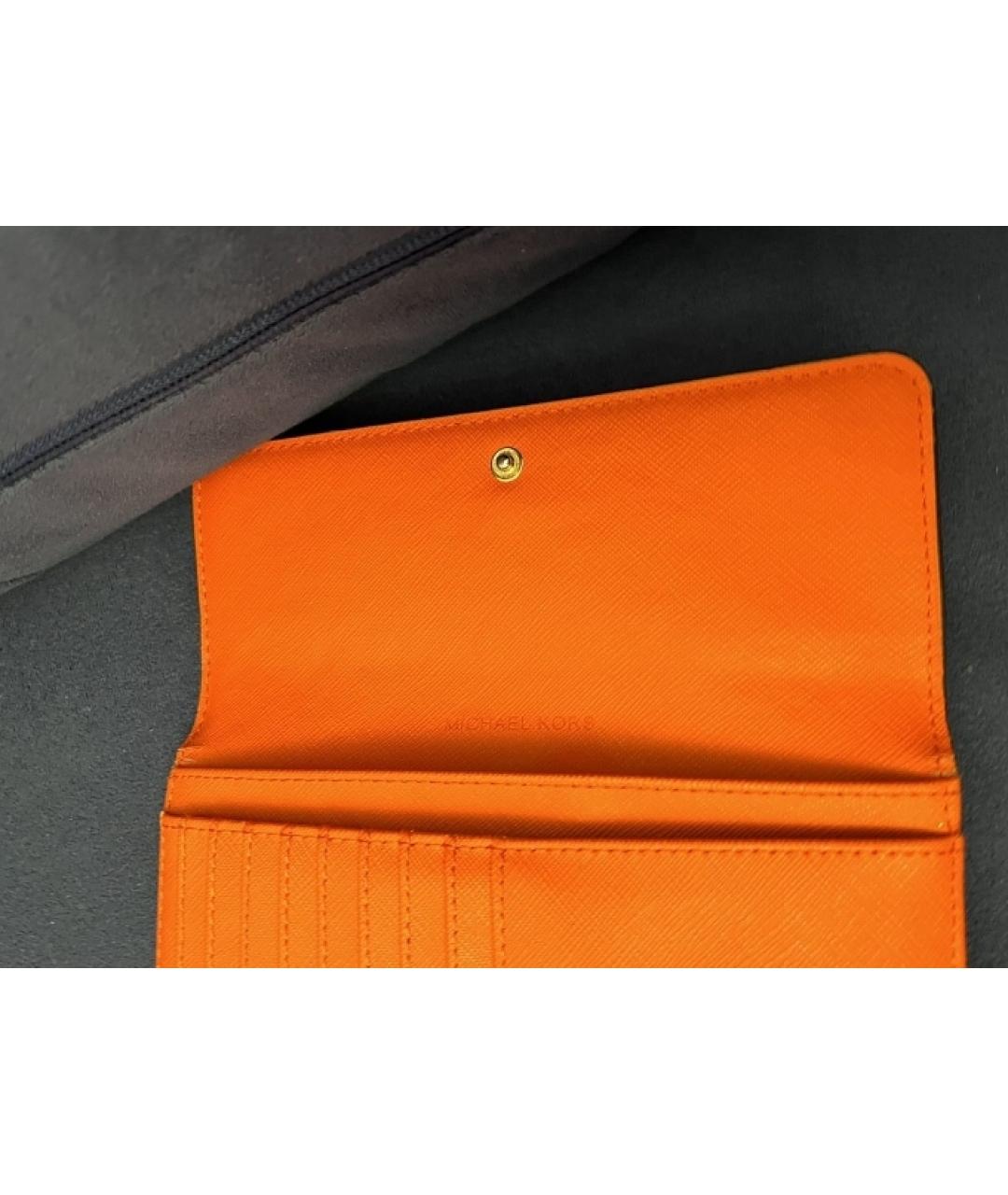 MICHAEL KORS Оранжевый кожаный кошелек, фото 6