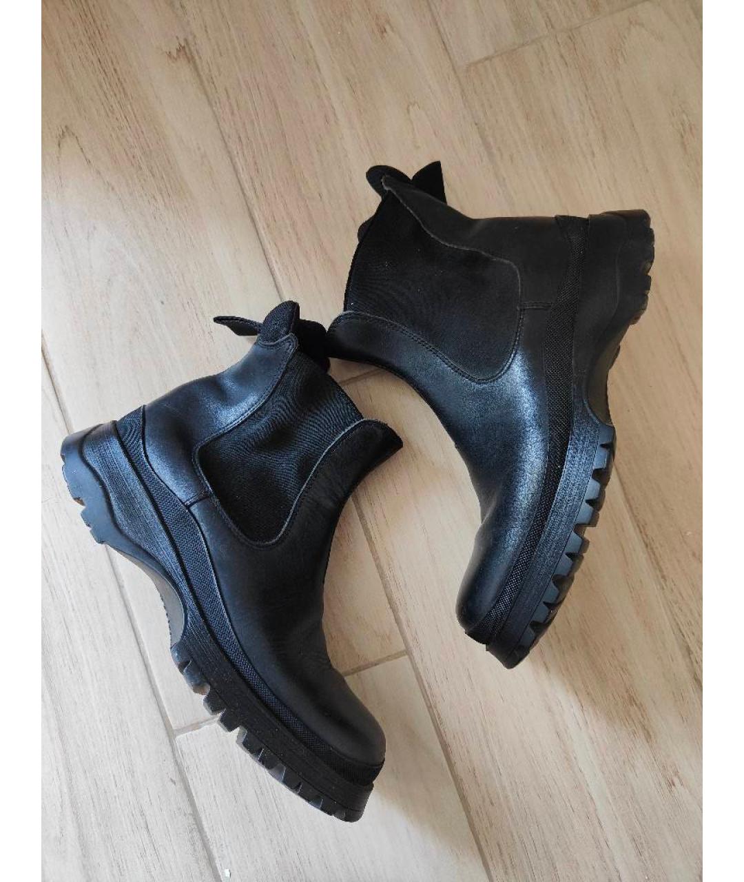 PRADA Черные кожаные высокие ботинки, фото 9