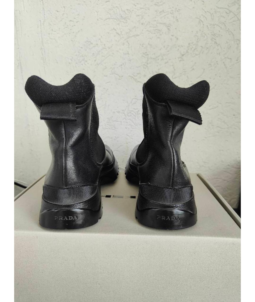 PRADA Черные кожаные высокие ботинки, фото 4