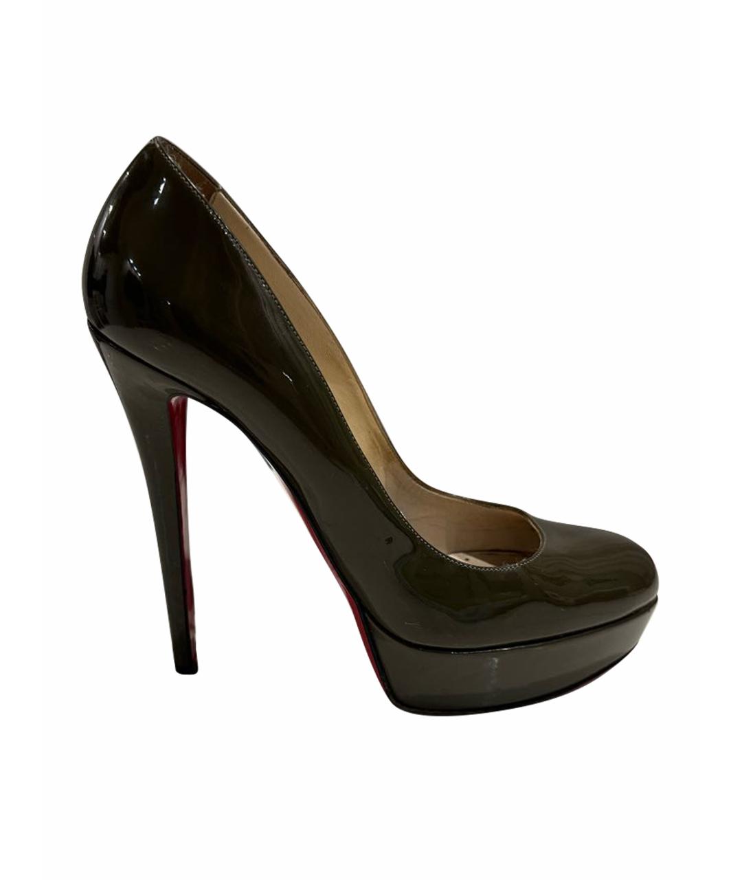 CHRISTIAN LOUBOUTIN Хаки туфли из лакированной кожи, фото 1