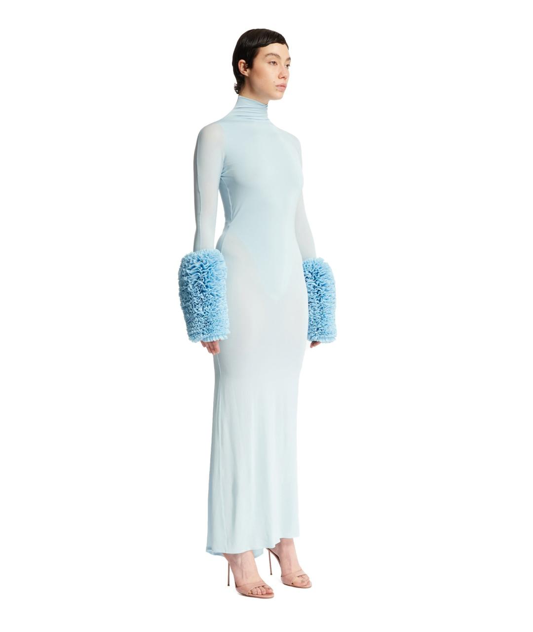 ALAIA Голубое вискозное вечернее платье, фото 2