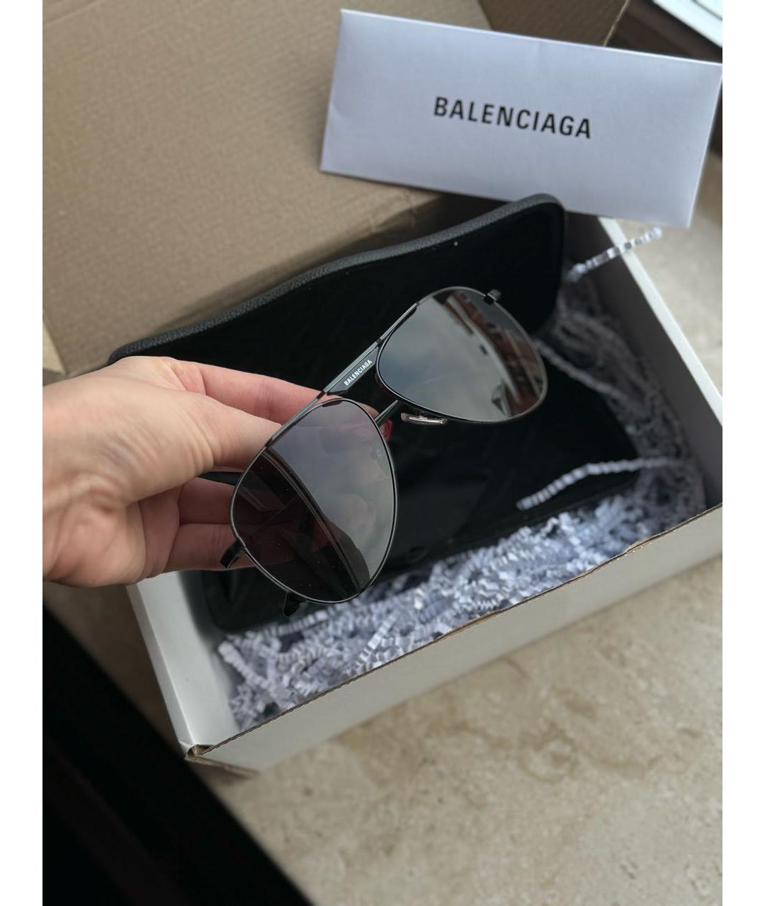 BALENCIAGA Черные металлические солнцезащитные очки, фото 4