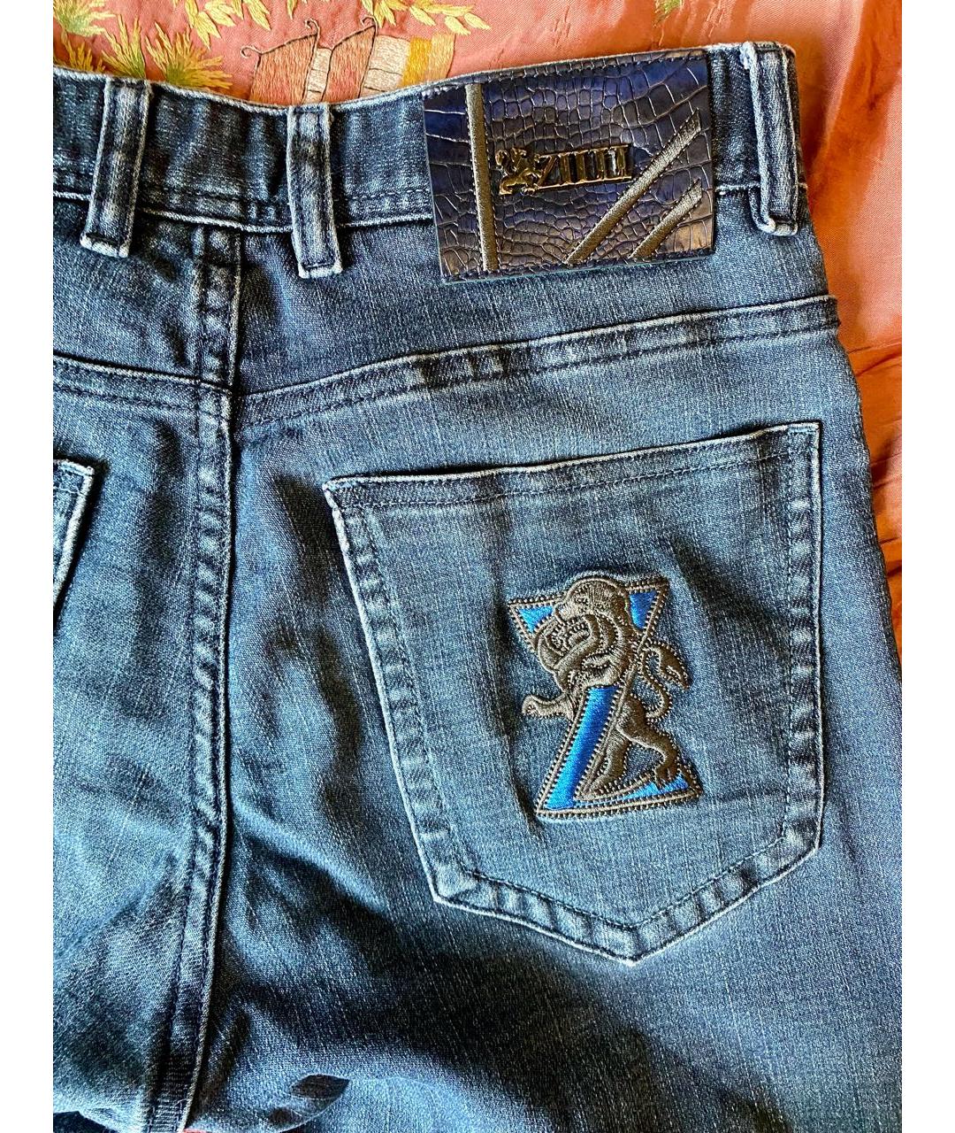 ZILLI Темно-синие хлопковые прямые джинсы, фото 5