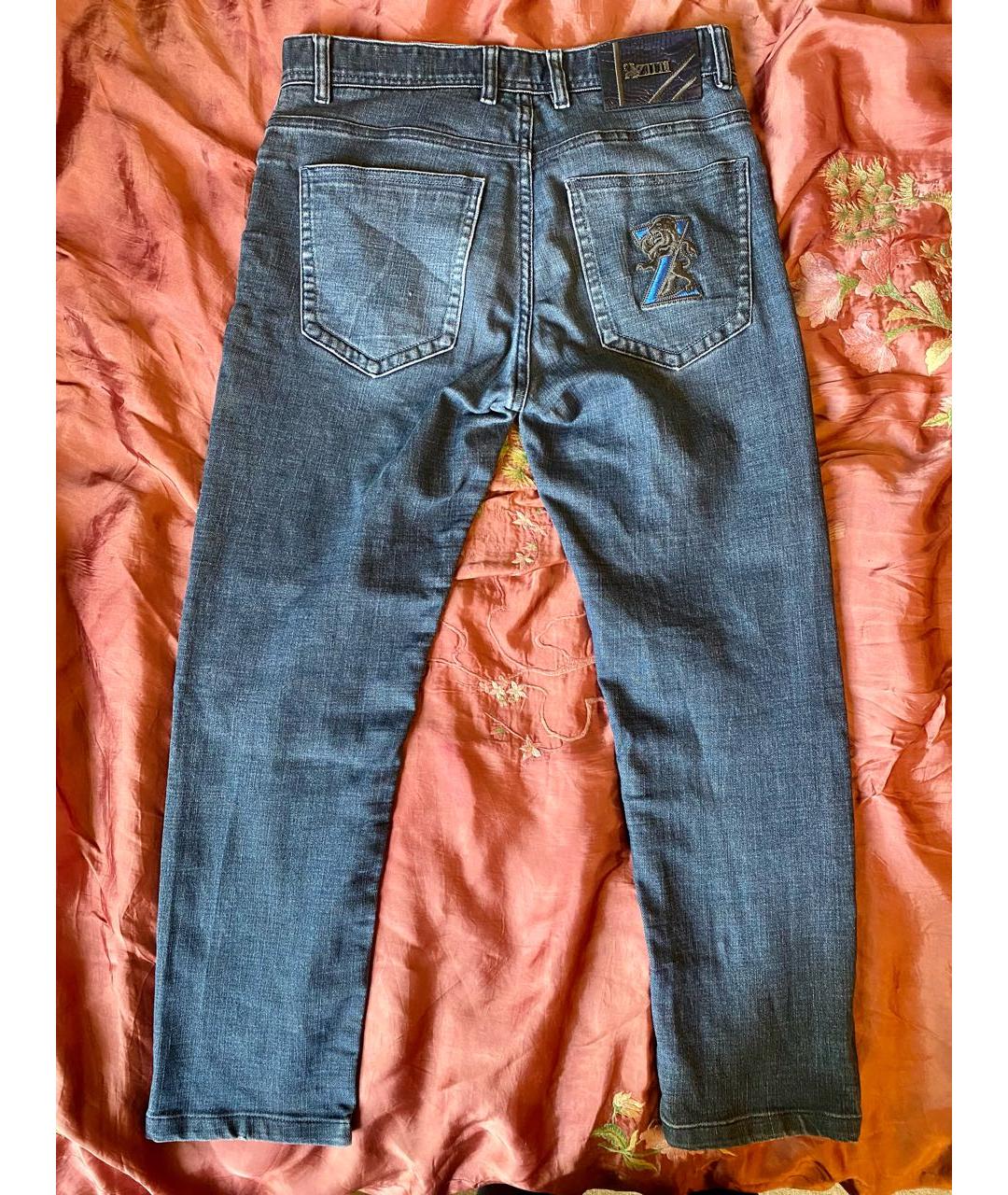 ZILLI Темно-синие хлопковые прямые джинсы, фото 2