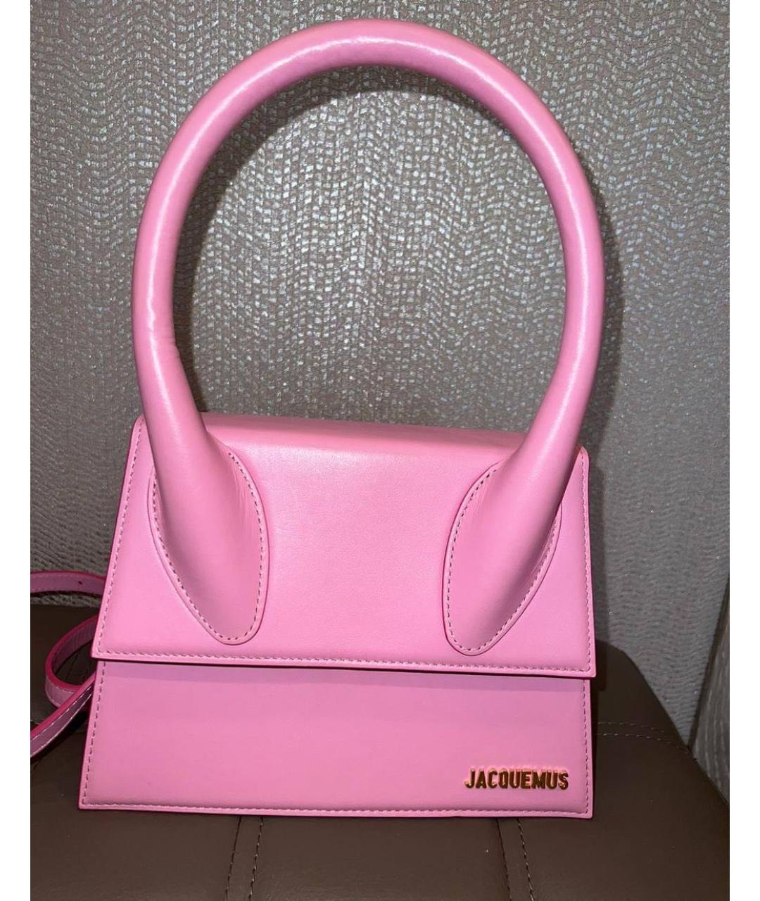 JACQUEMUS Розовая кожаная сумка через плечо, фото 9