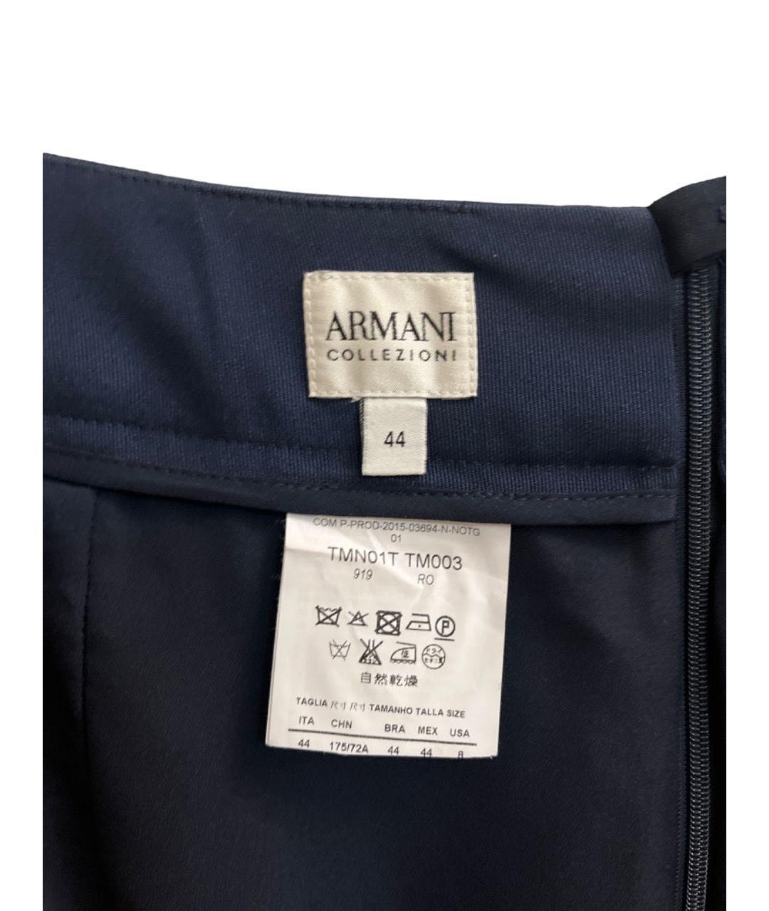 ARMANI COLLEZIONI Темно-синяя шелковая юбка миди, фото 3