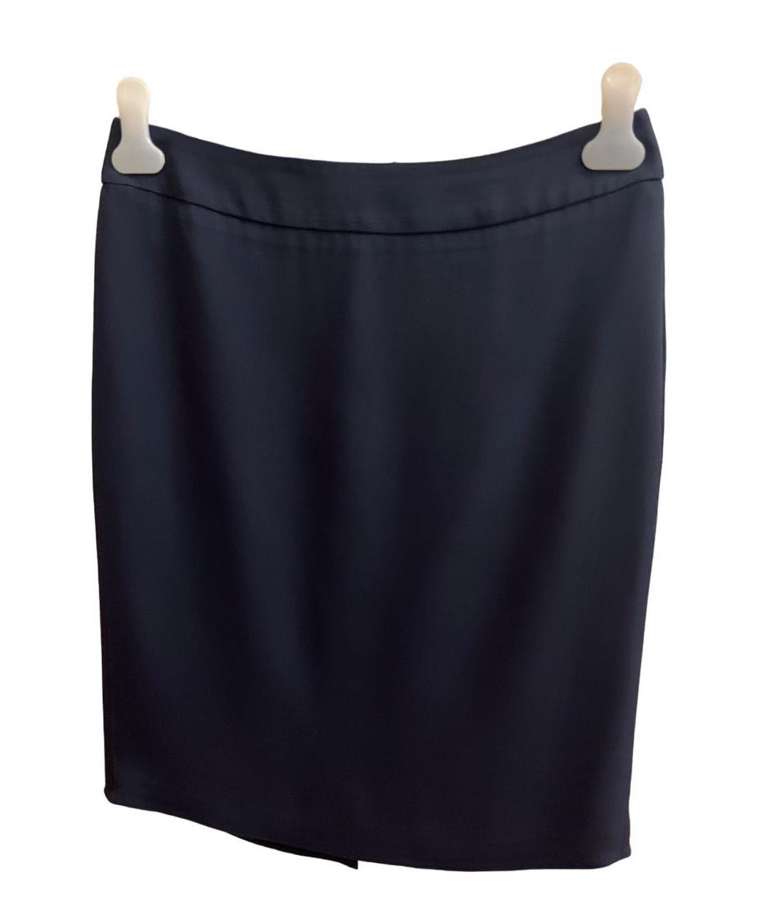 ARMANI COLLEZIONI Темно-синяя шелковая юбка миди, фото 4