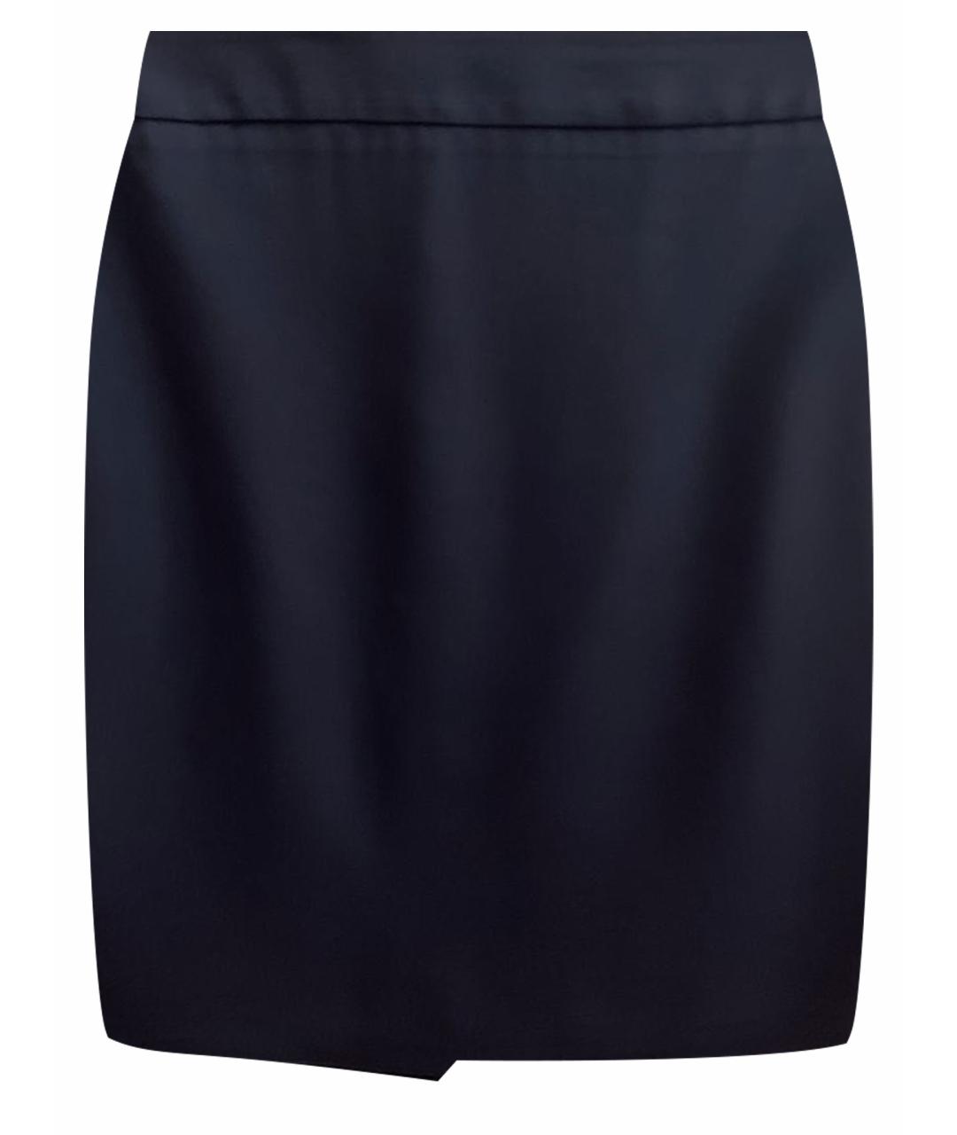 ARMANI COLLEZIONI Темно-синяя шелковая юбка миди, фото 1