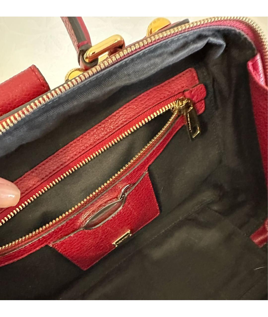 DOLCE&GABBANA Бордовая кожаная сумка с короткими ручками, фото 4