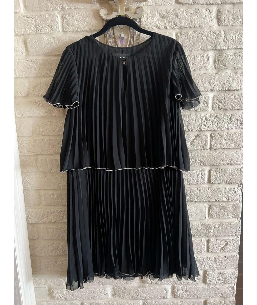 BOUTIQUE MOSCHINO Черное полиэстеровое коктейльное платье, фото 8