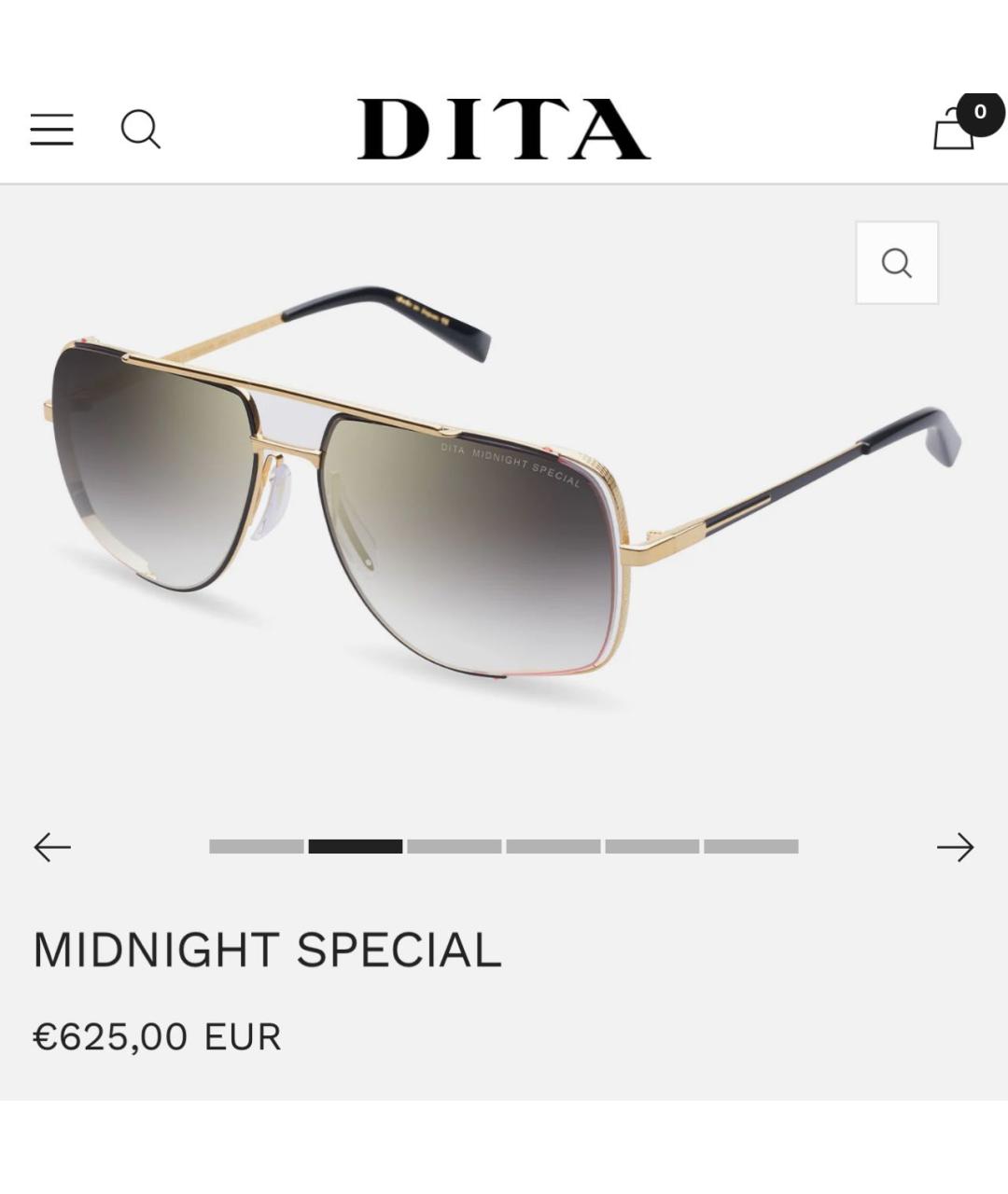 DITA Золотые металлические солнцезащитные очки, фото 4