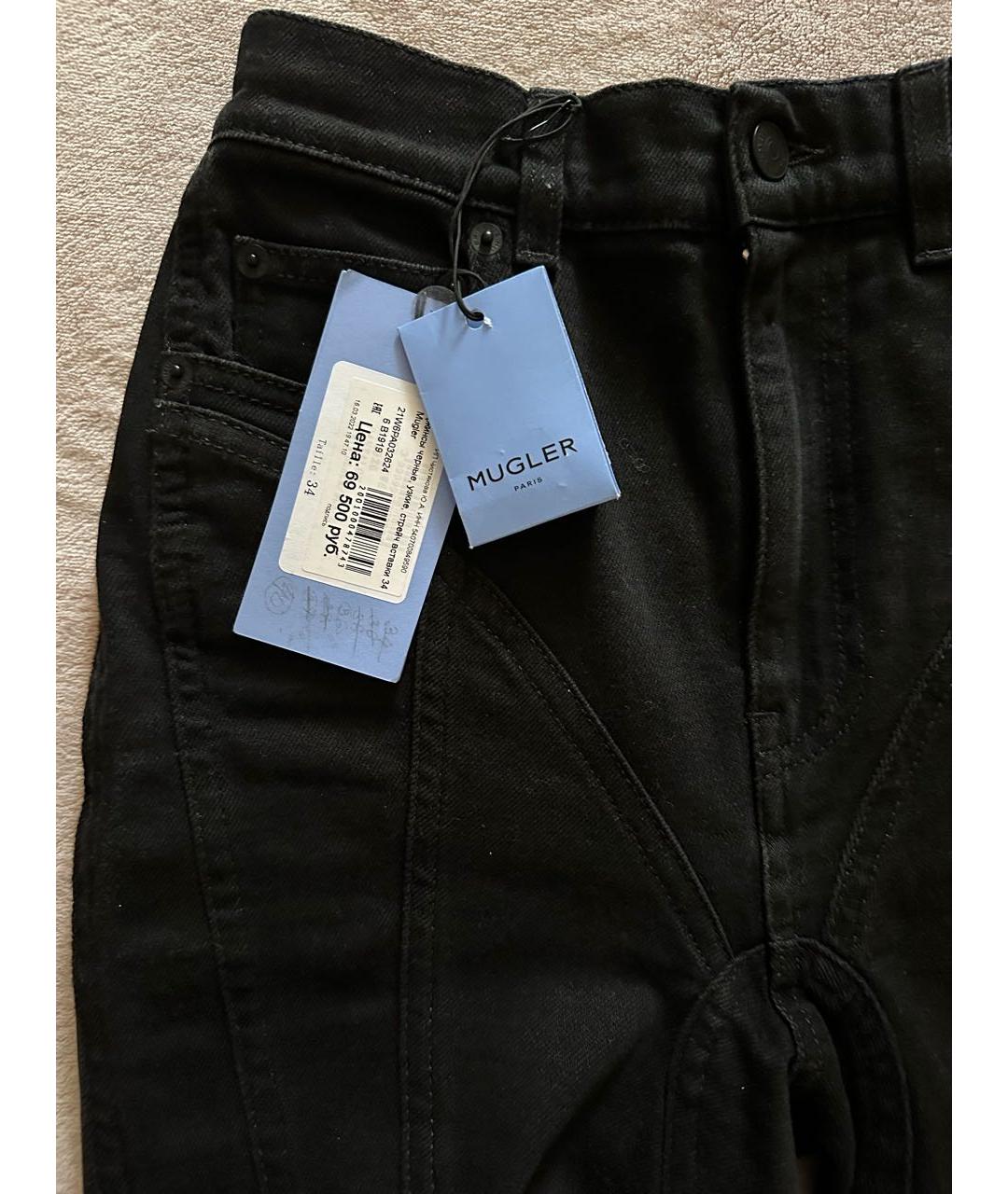 MUGLER Черные хлопко-эластановые джинсы слим, фото 4
