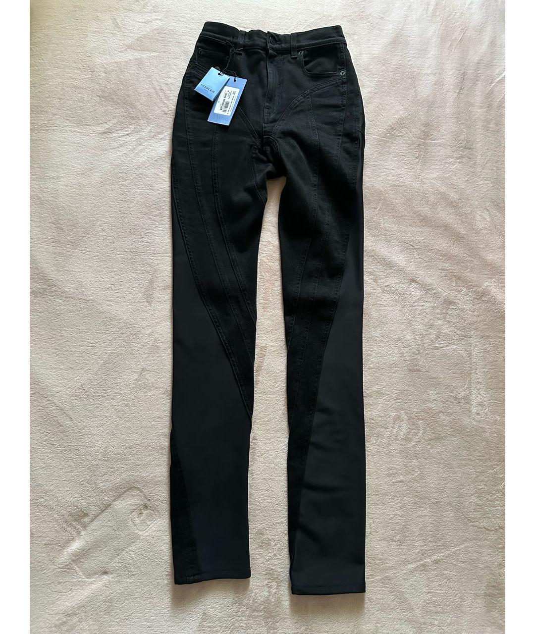 MUGLER Черные хлопко-эластановые джинсы слим, фото 6