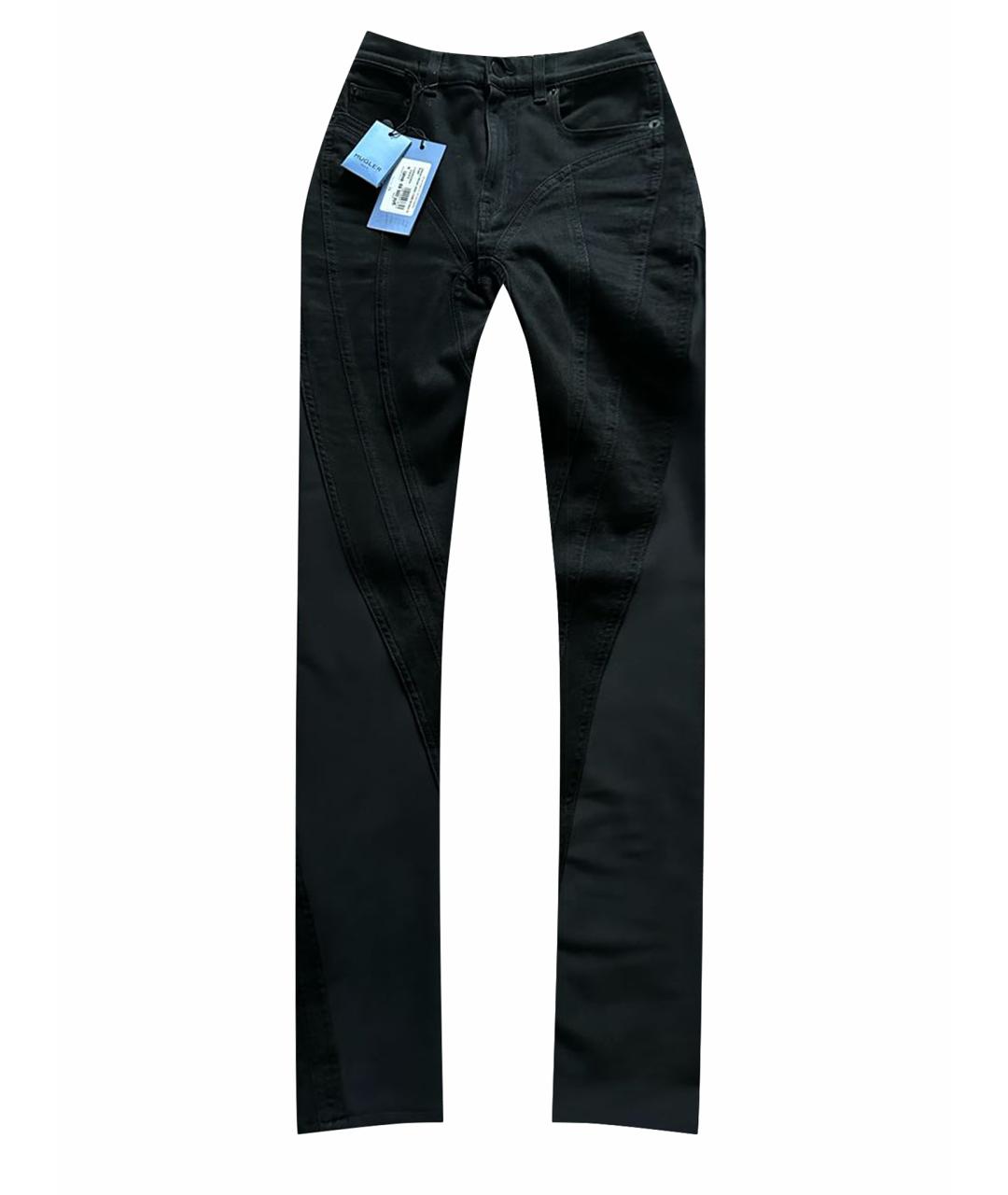 MUGLER Черные хлопко-эластановые джинсы слим, фото 1