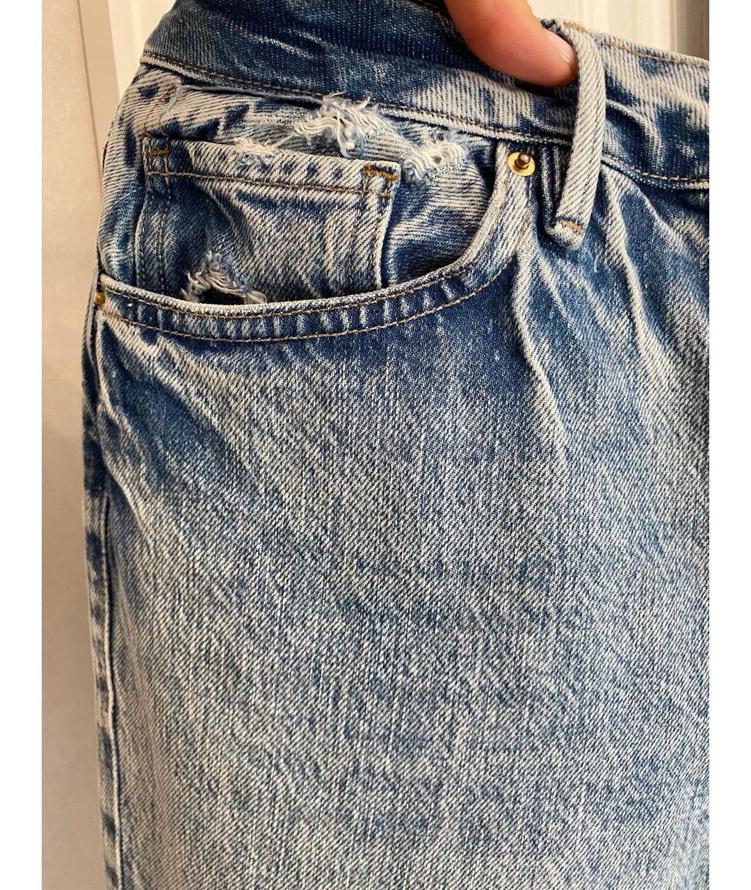 FRAME Голубые хлопковые прямые джинсы, фото 5