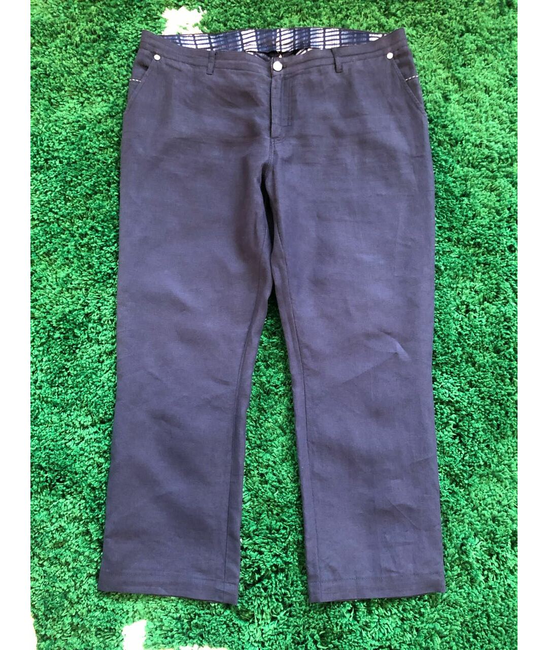 ZILLI Темно-синие льняные классические брюки, фото 9