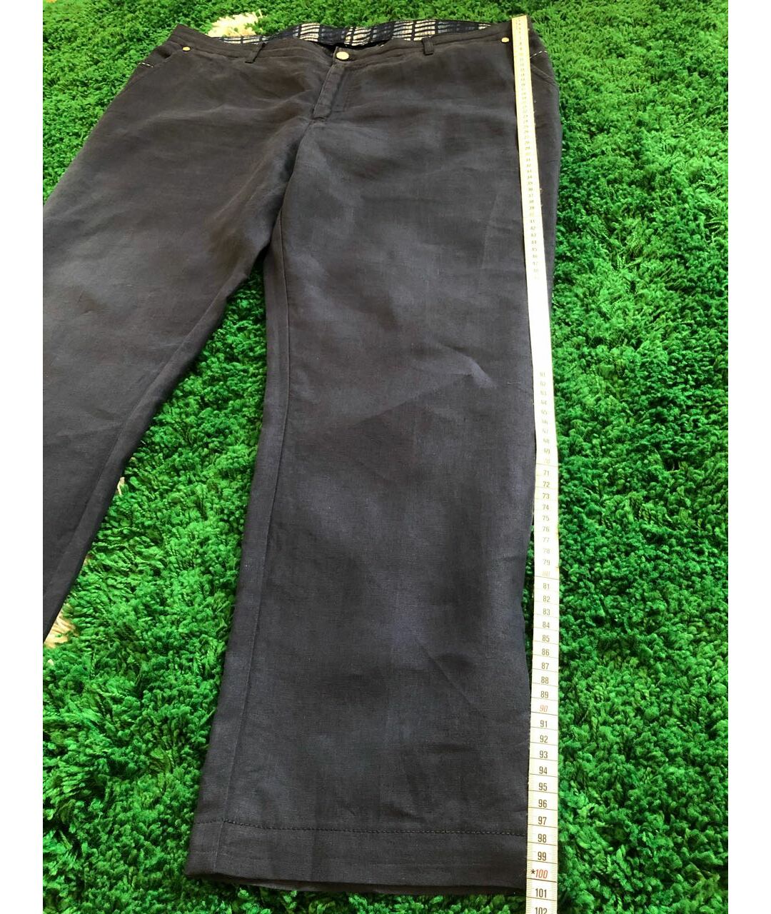 ZILLI Темно-синие льняные классические брюки, фото 8
