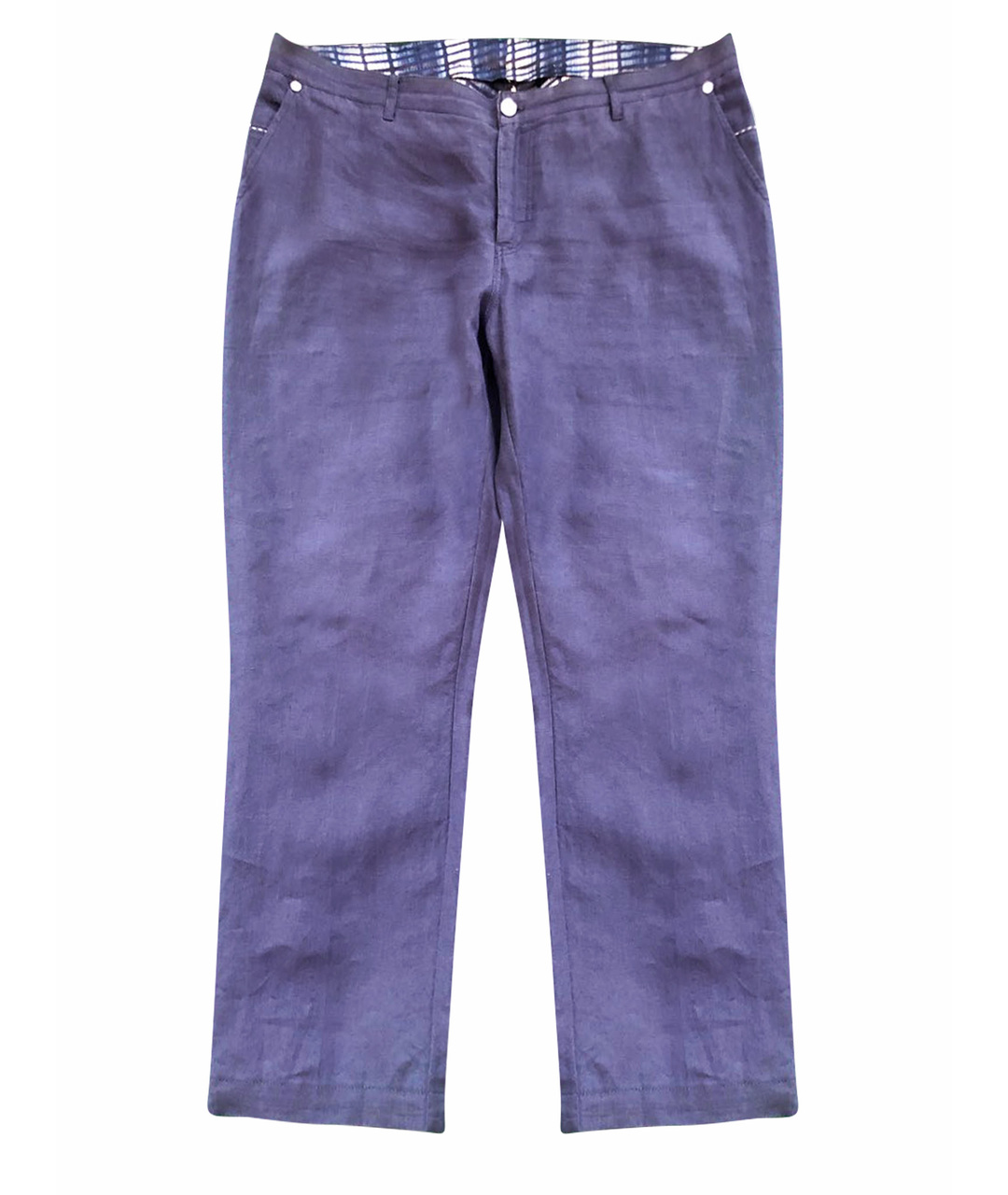 ZILLI Темно-синие льняные классические брюки, фото 1