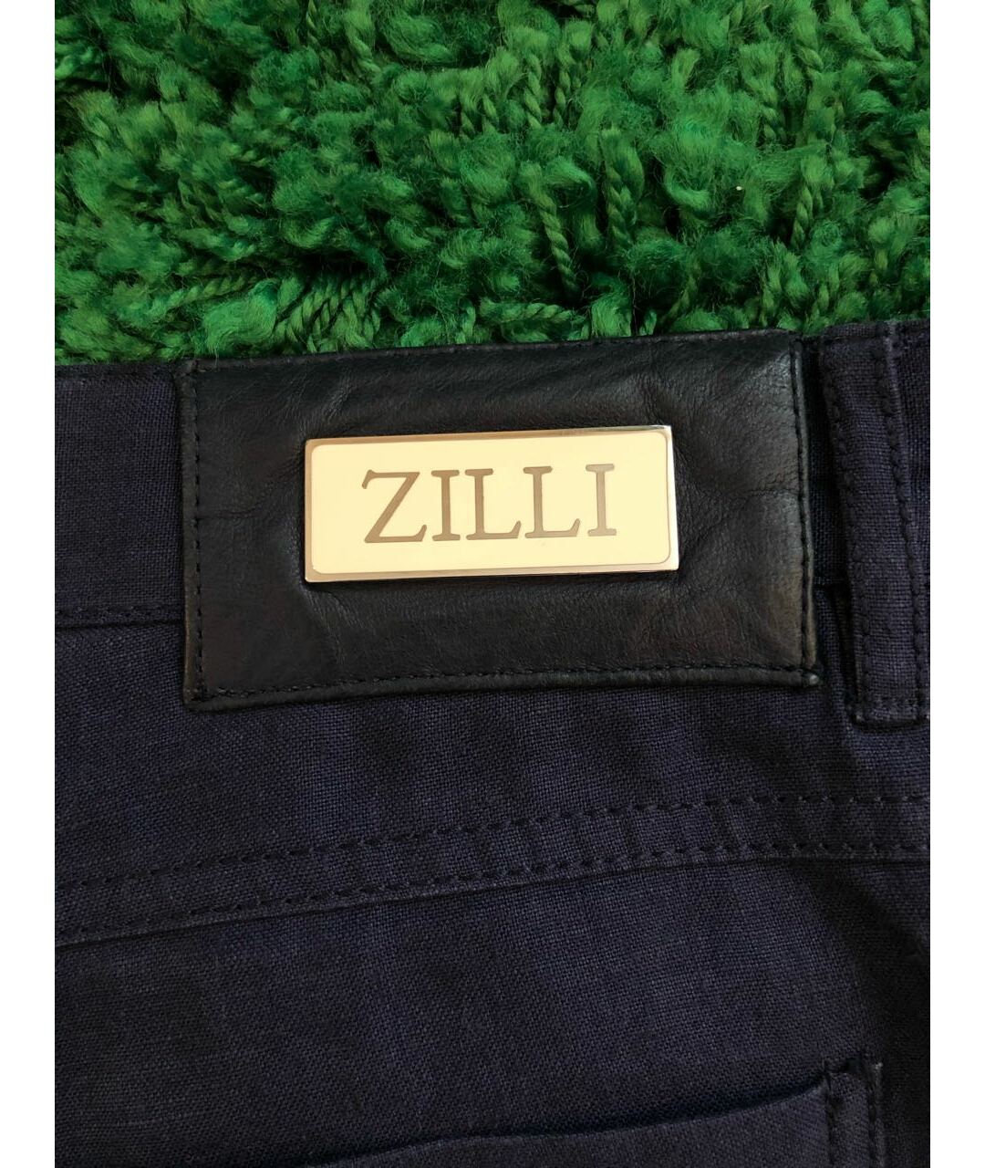 ZILLI Темно-синие льняные классические брюки, фото 5