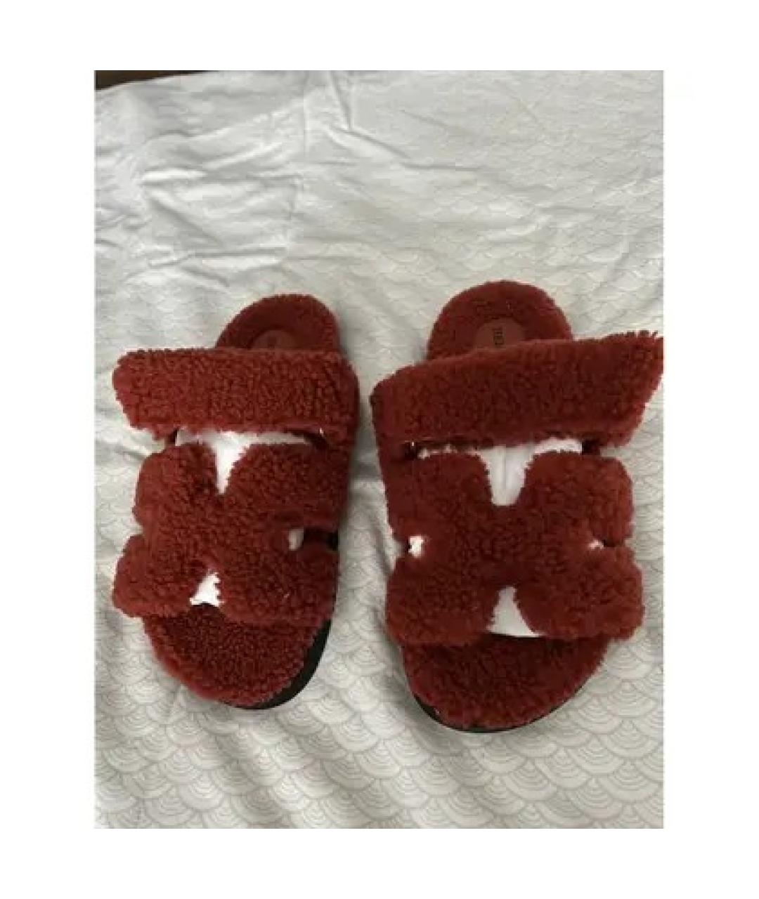 HERMES PRE-OWNED Бордовые кожаные сандалии, фото 3
