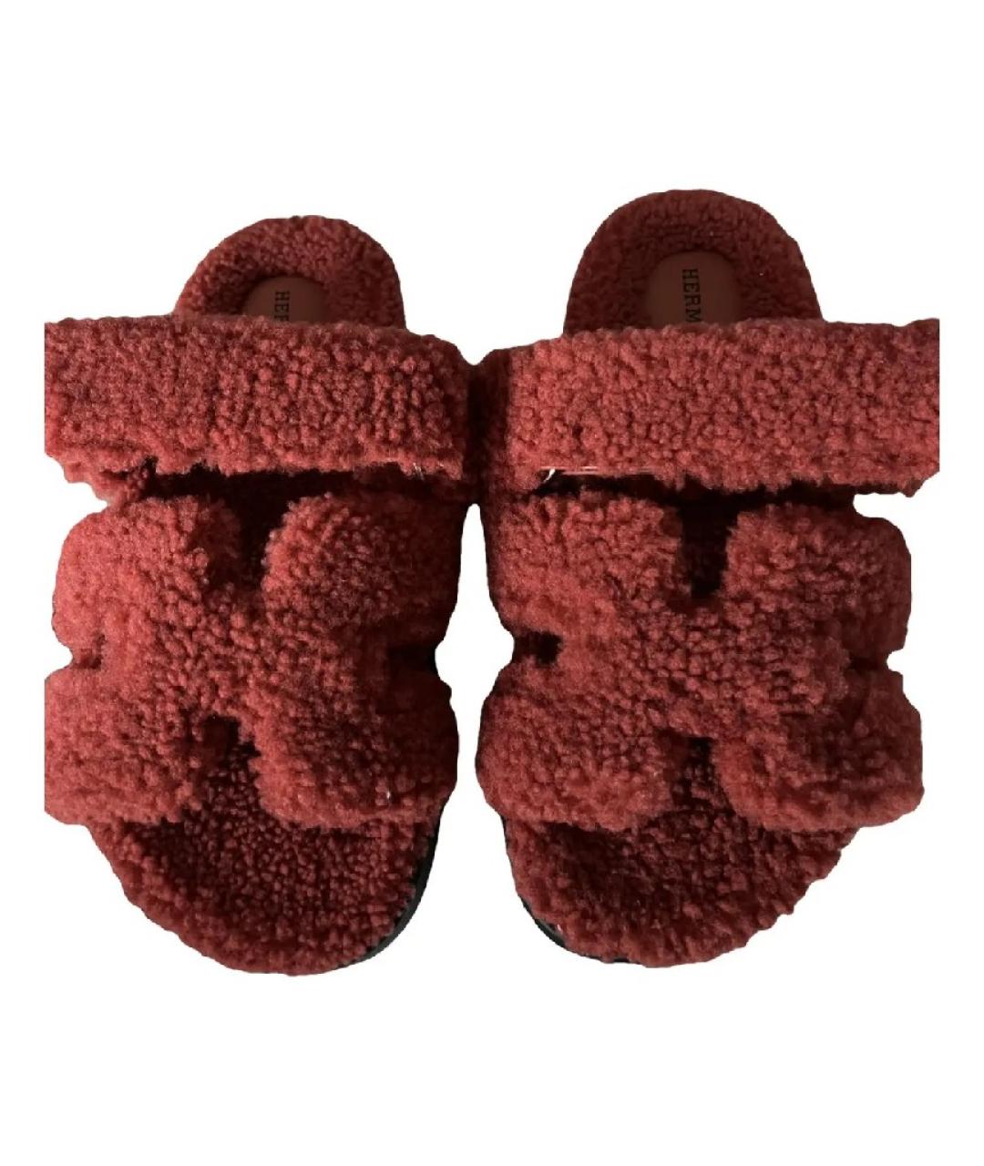 HERMES PRE-OWNED Бордовые кожаные сандалии, фото 8