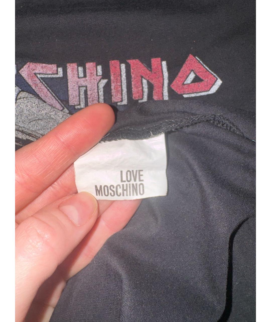 LOVE MOSCHINO Черная хлопковая футболка, фото 4