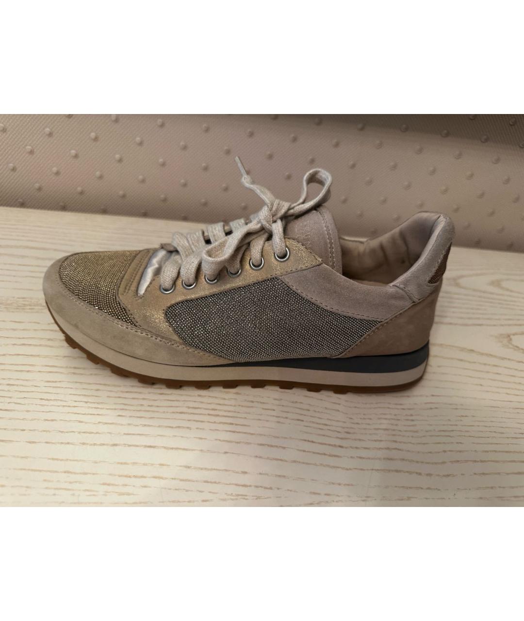 BRUNELLO CUCINELLI Бежевые замшевые кроссовки, фото 9