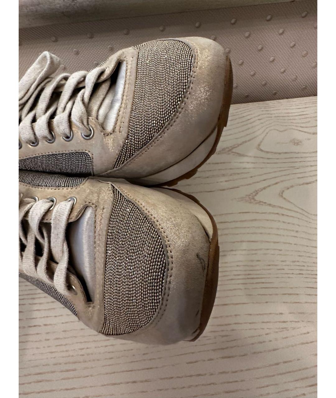 BRUNELLO CUCINELLI Бежевые замшевые кроссовки, фото 3