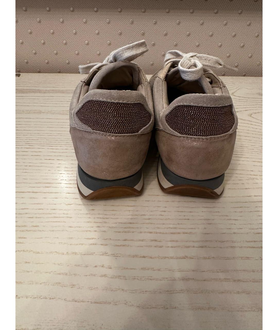 BRUNELLO CUCINELLI Бежевые замшевые кроссовки, фото 4