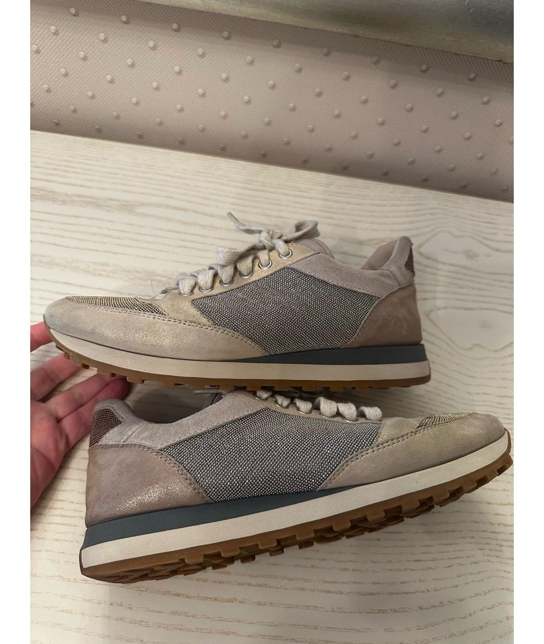 BRUNELLO CUCINELLI Бежевые замшевые кроссовки, фото 7