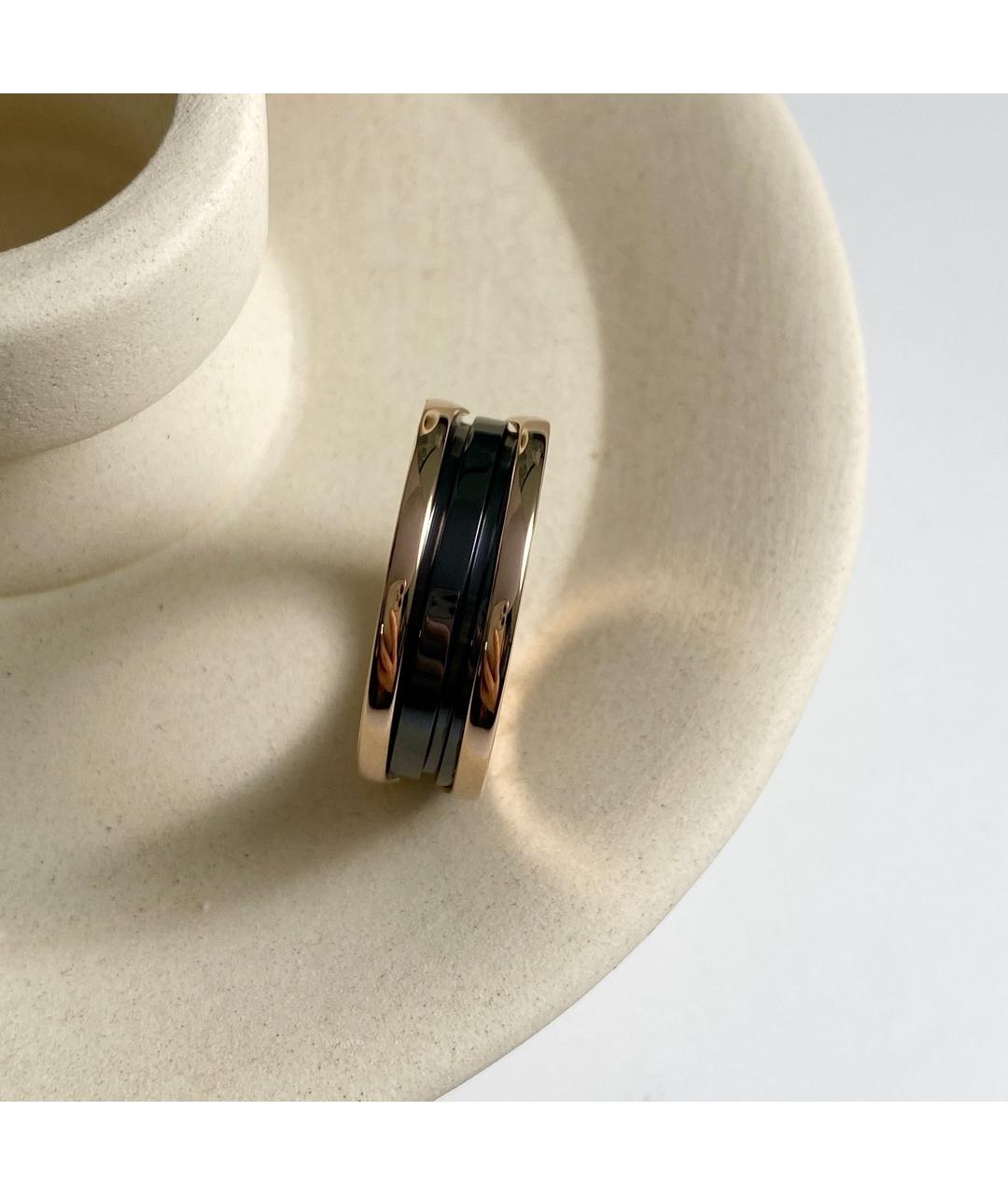 BVLGARI Черное кольцо из розового золота, фото 4