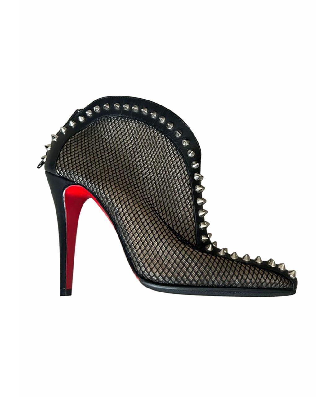 CHRISTIAN LOUBOUTIN Черные кожаные ботильоны, фото 1