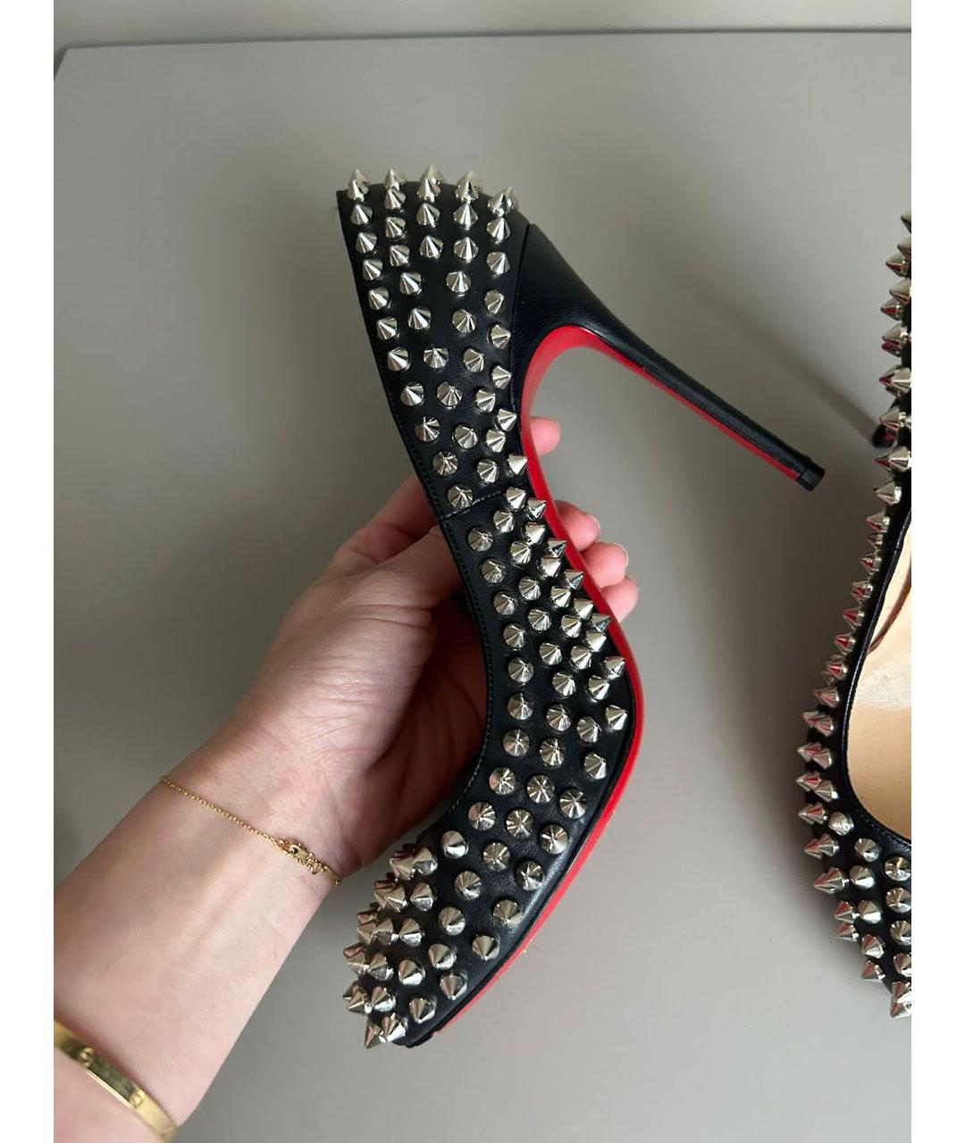 CHRISTIAN LOUBOUTIN Черные кожаные туфли, фото 5