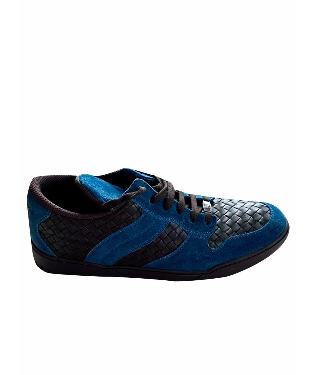 BOTTEGA VENETA Темно-синие замшевые низкие кроссовки / кеды, фото 1