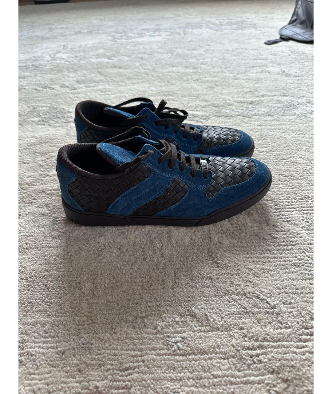 BOTTEGA VENETA Темно-синие замшевые низкие кроссовки / кеды, фото 6