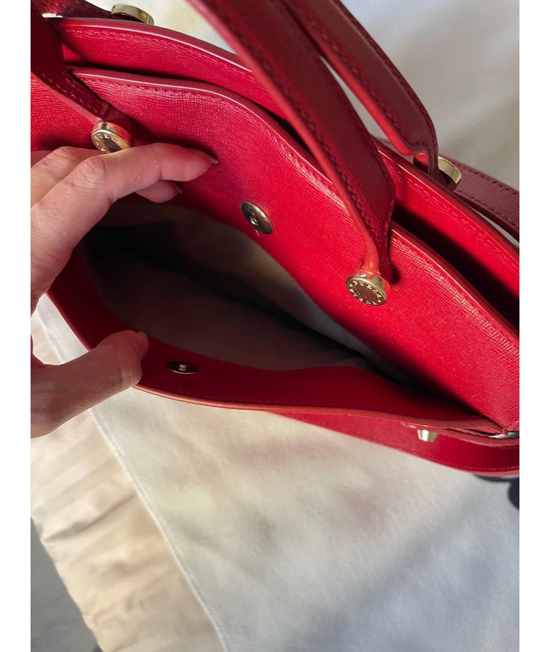 FURLA Бордовая кожаная сумка с короткими ручками, фото 5
